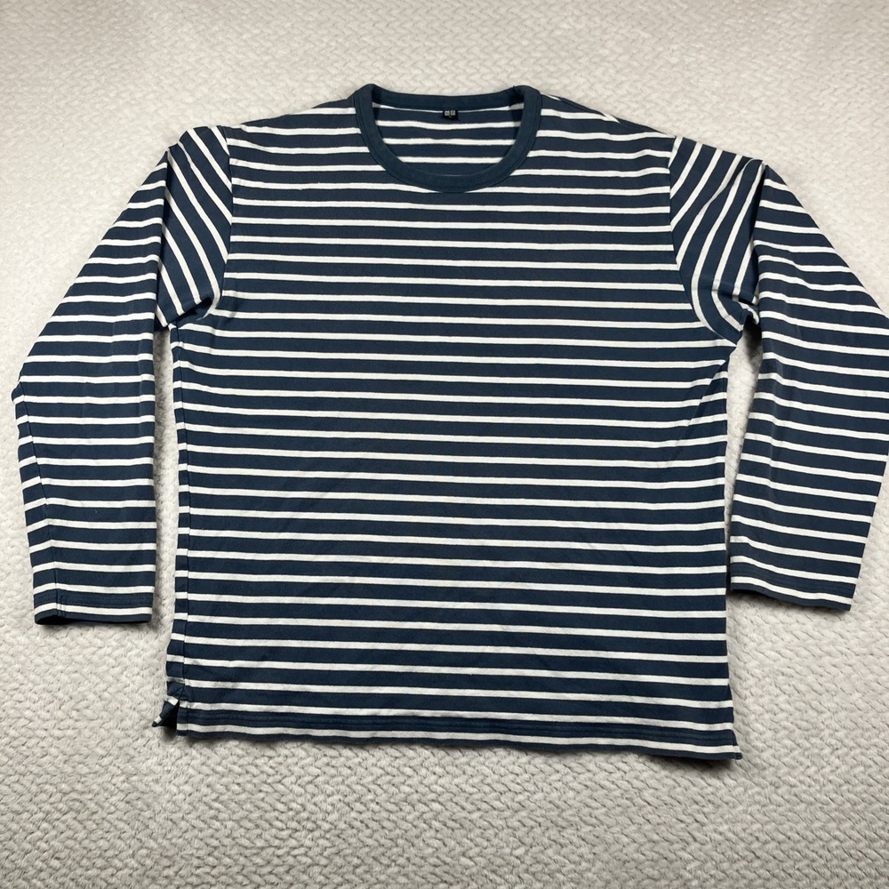 Uniqlo Women's Striped Boxy Long Sleeve Shirt XL Striped Coastal Nautical Preppy